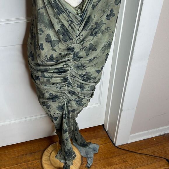 Hot Topic Green Butterflies & Flowers Asymmetrical Dress Size - Picture 5 of 7